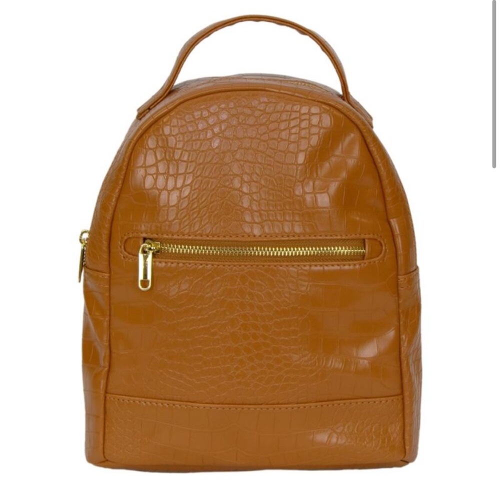 Wild Fable 10.5" Mini Dome Backpack in Brown Croc Embossed Faux Leather